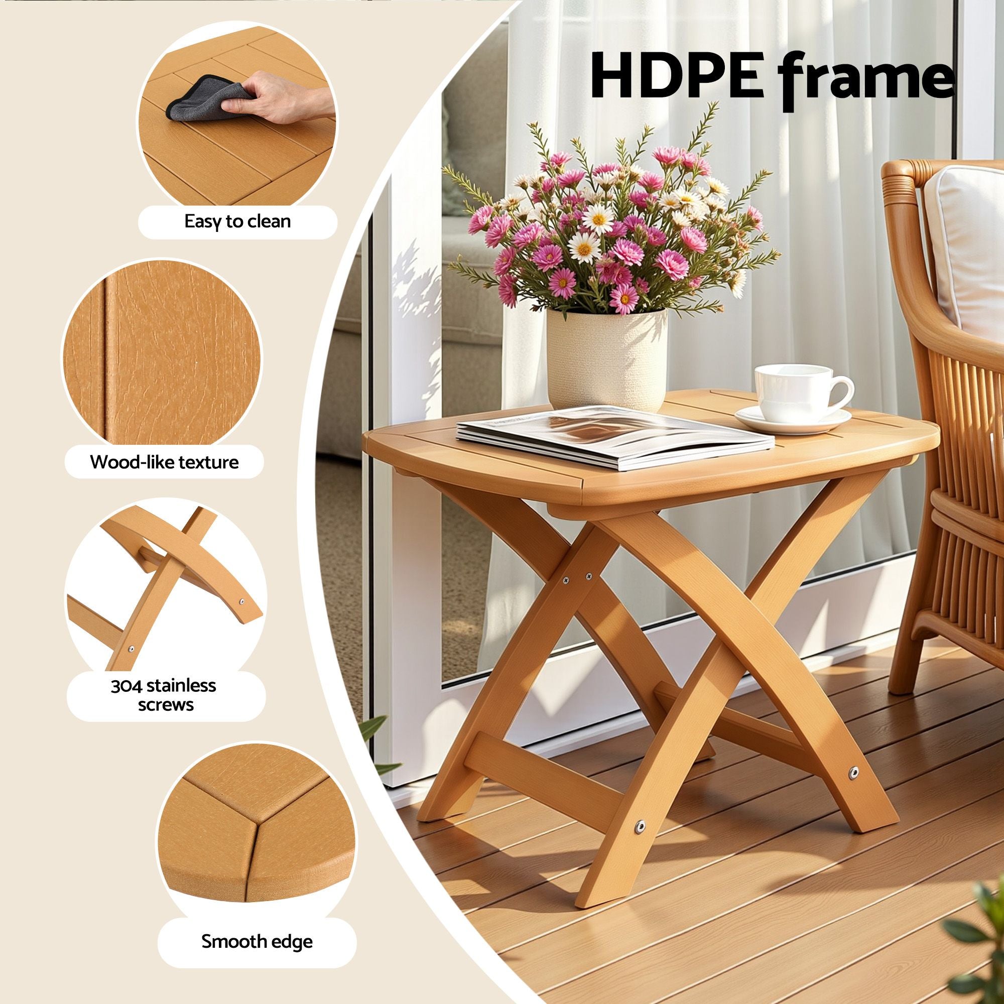 Gardeon Outdoor Coffee Side Table HDPE Desk Indoor Patio Furniture Garden
