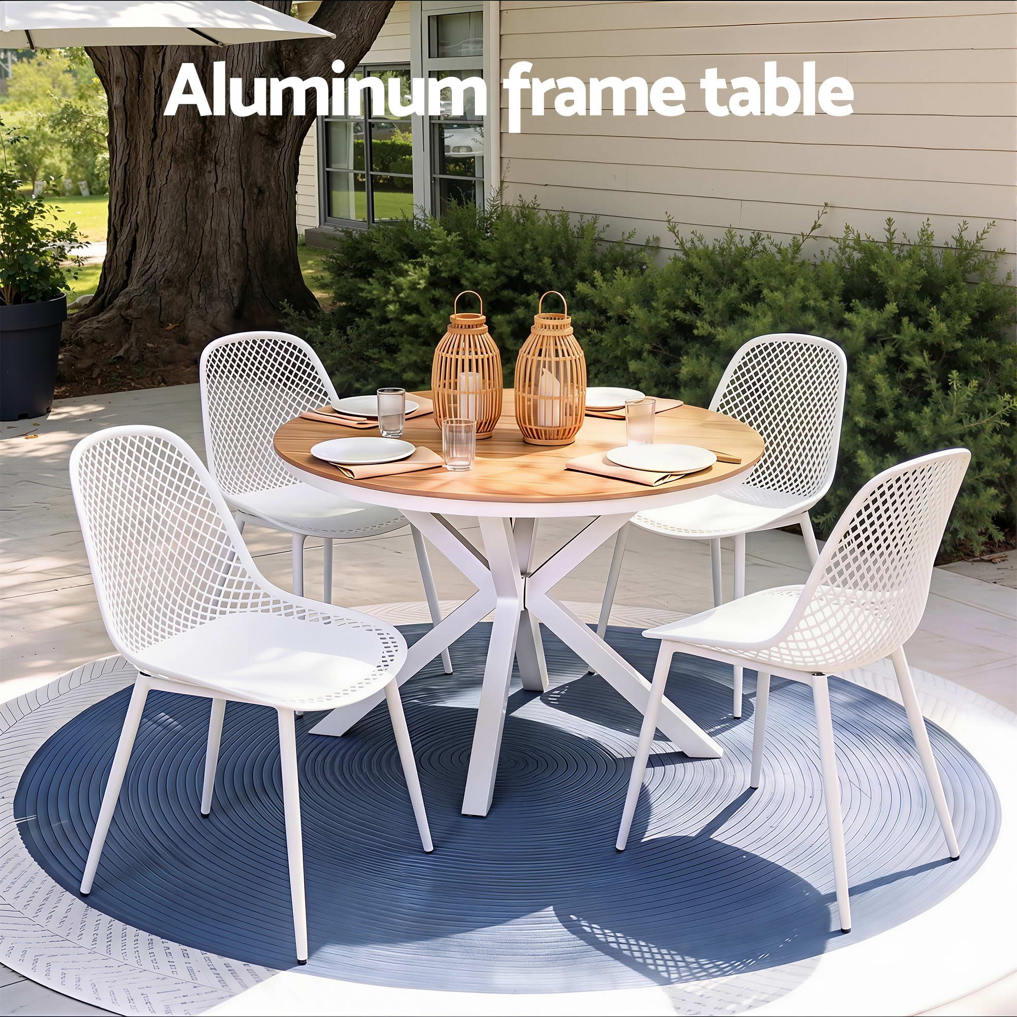 Gardeon 5PCS Outdoor Dining Set Table and Chairs Patio Garden Furniture Lattice