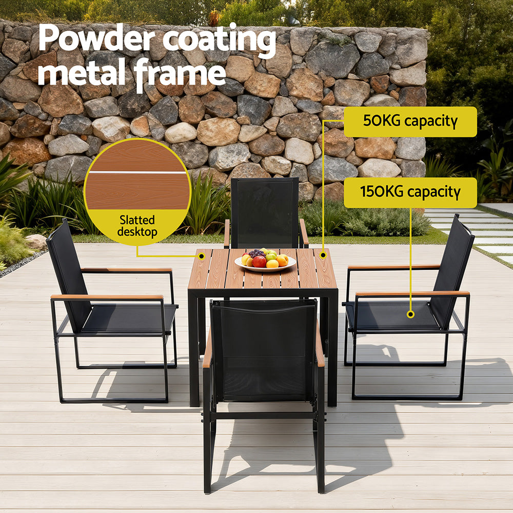 Gardeon 5 Piece Outdoor Dining Set Table and Chairs Patio Garden Furniture Bistro Set