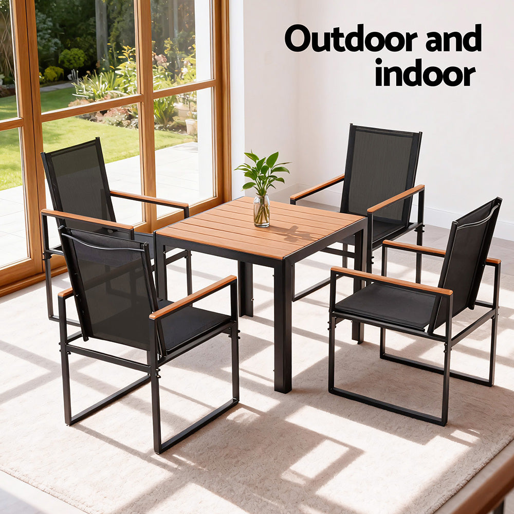 Gardeon 5 Piece Outdoor Dining Set Table and Chairs Patio Garden Furniture Bistro Set
