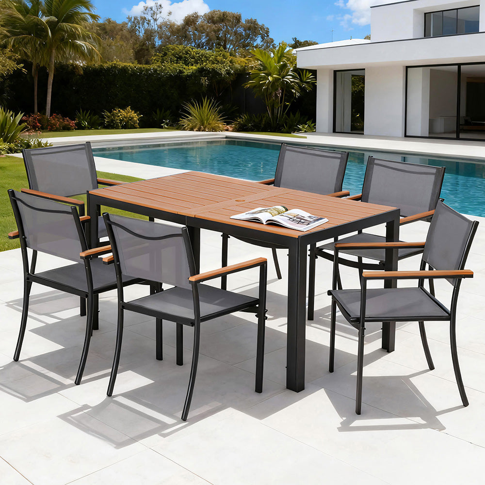 Gardeon 7PCS Outdoor Dining Set Table and Chairs Patio Garden Furniture Bistro