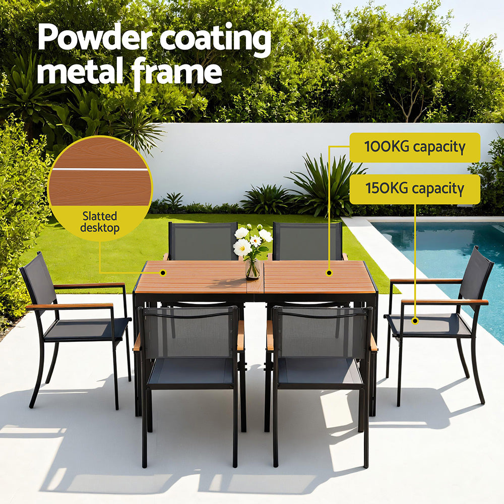 Gardeon 7PCS Outdoor Dining Set Table and Chairs Patio Garden Furniture Bistro