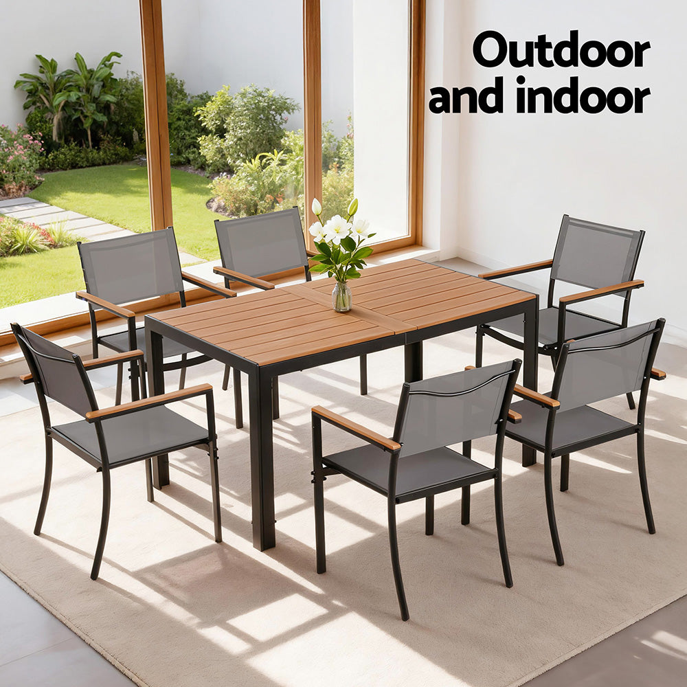 Gardeon 7PCS Outdoor Dining Set Table and Chairs Patio Garden Furniture Bistro
