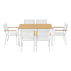 Gardeon 7PCS Outdoor Dining Set Table and Chairs Patio Garden Furniture Bistro Set White