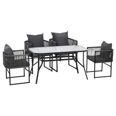 Gardeon 5PC Outdoor Dining Set Table and Chairs Patio Furniture Garden Bistro Set Black
