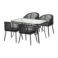 Gardeon 5 Piece Outdoor Dining Set Table and Chairs Garden Patio Furniture Bistro Set Black