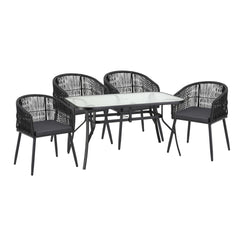 Gardeon 5 Piece Outdoor Dining Set Table and Chairs Garden Patio Furniture Bistro Set Black