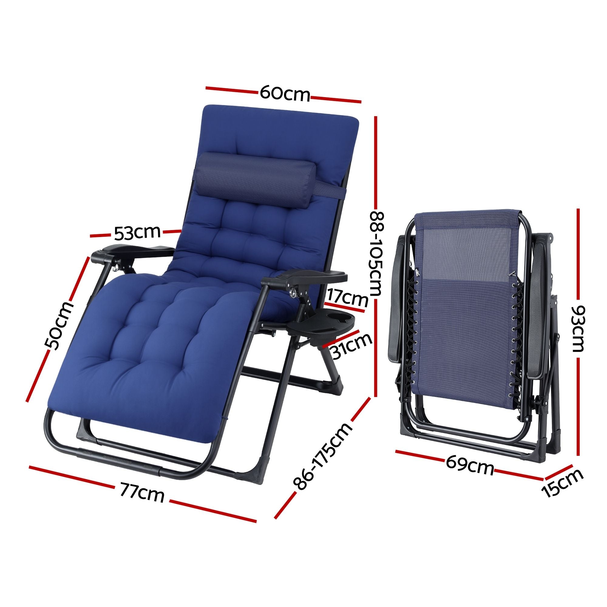 Gardeon Sun Lounge Lounger Folding Camping Zero Gravity Chair Outdoor Furniture
