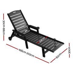 Gardeon Sun Lounge Lounger Beach Chair HDPE Patio Outdoor Furniture with Wheels