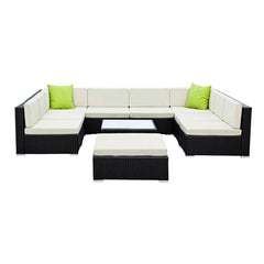 Gardeon 10-Piece Outdoor Sofa Set Wicker Couch Lounge Setting Cover