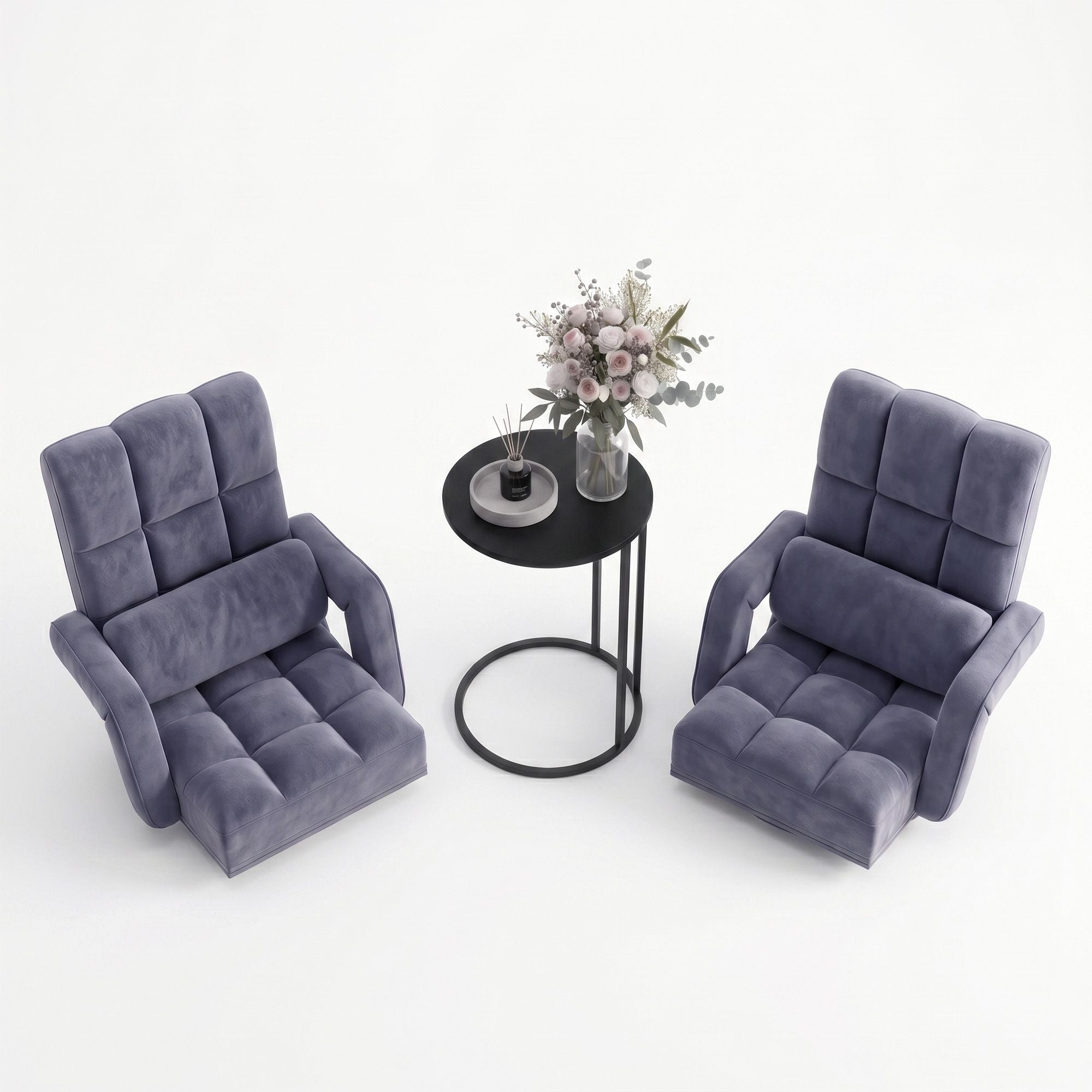Artiss Floor Sofa Chair & Coffee Table Set, Swivel Lounge Recliner Side Tables