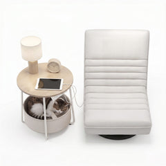 Artiss Floor Lounge & Round Coffee Table Side End Table with Charging Station Set