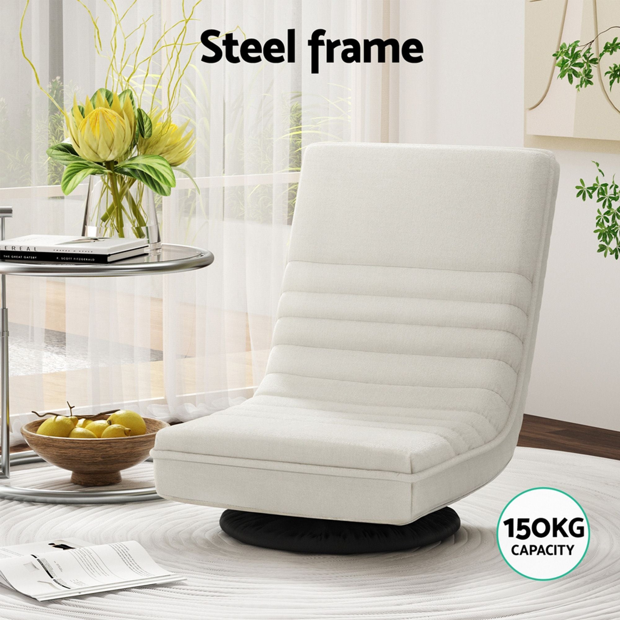 Artiss Floor Lounge & Round Coffee Table Side End Table with Charging Station Set
