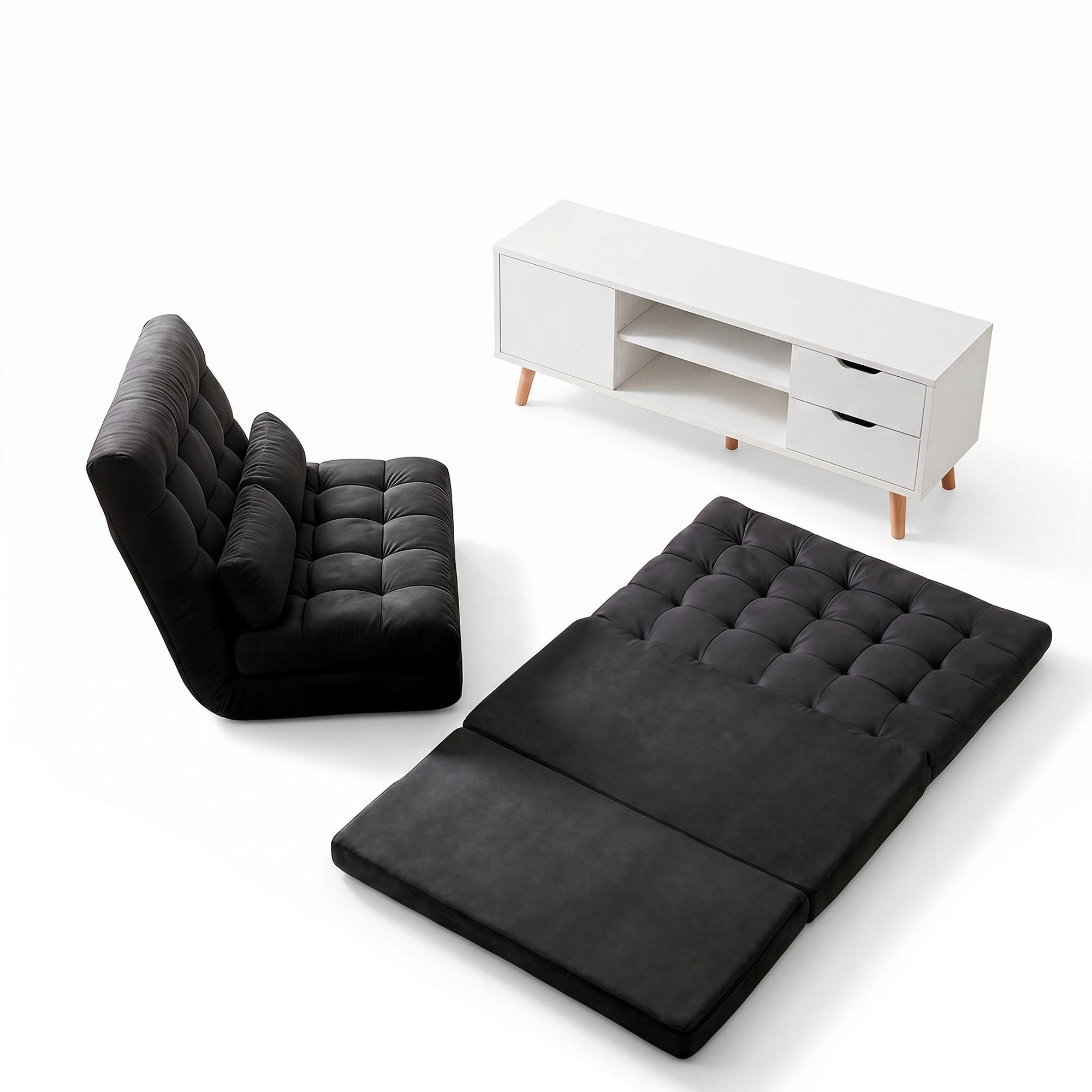 Artiss Sofa Bed Adjustable Floor Chair & TV Unit 120cm Entertainment Cabinet Set