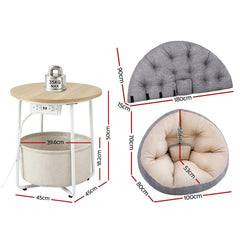 Artiss Floor Lounge and Coffee Table w/ Charging Station Set
