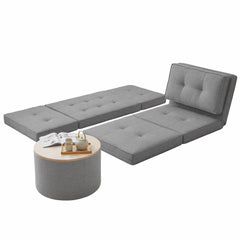 Artiss Recliner Adjustable Floor Chaise Lounge & Ottoman Foot Rest Grey Set
