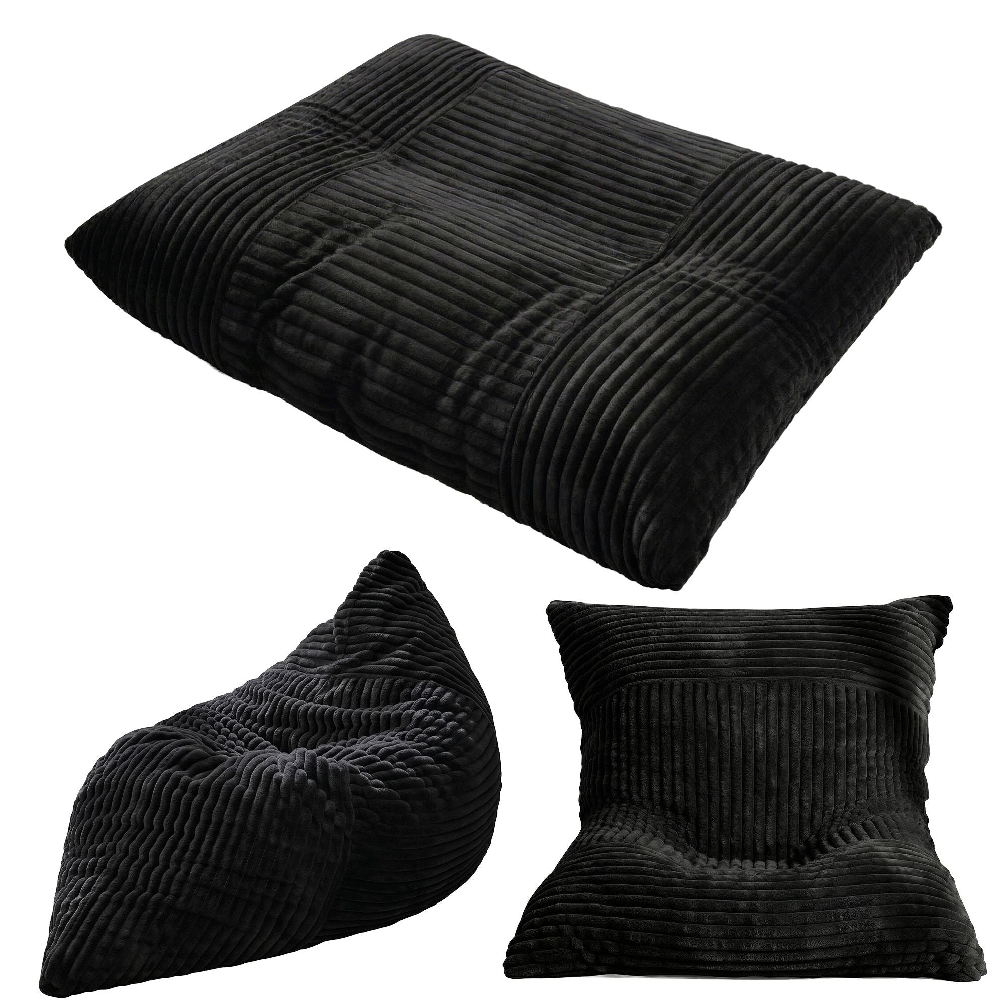 Artiss 3-in-1 Bean Bag Chair for Living Room Convertible Floor Sofa Dark Grey