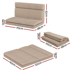 Artiss Floor Chair Sofa 2 Seater Linen Beige