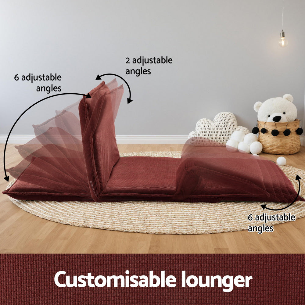 Artiss Floor Lounge Sofa Bed Foldable 2 Seater Orange