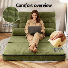 ArtissLounge Sofa Bed 2 seater Green Fabric
