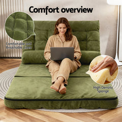 ArtissLounge Sofa Bed 2 seater Green Fabric