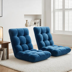 Artiss 2 Piece Floor Lounge Sofa Bed Flannel Fabric Navy