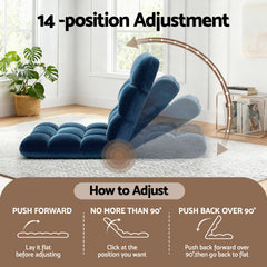 Artiss 2 Piece Floor Lounge Sofa Bed Flannel Fabric Navy