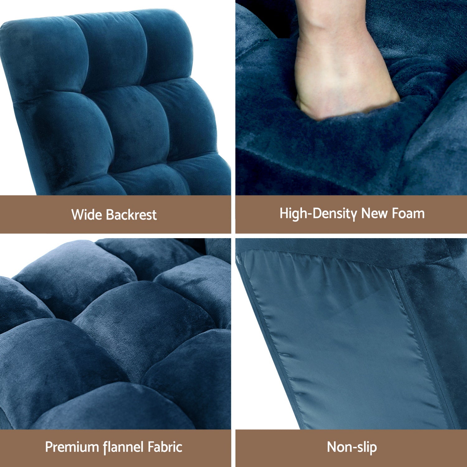 Artiss 2 Piece Floor Lounge Sofa Bed Flannel Fabric Navy