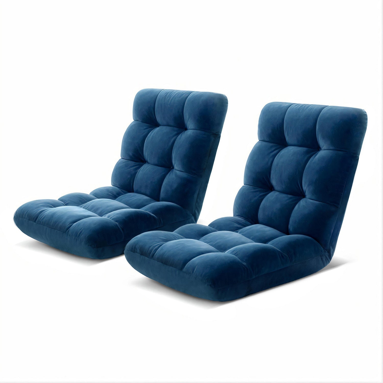 Artiss 2 Piece Floor Lounge Sofa Bed Flannel Fabric Navy