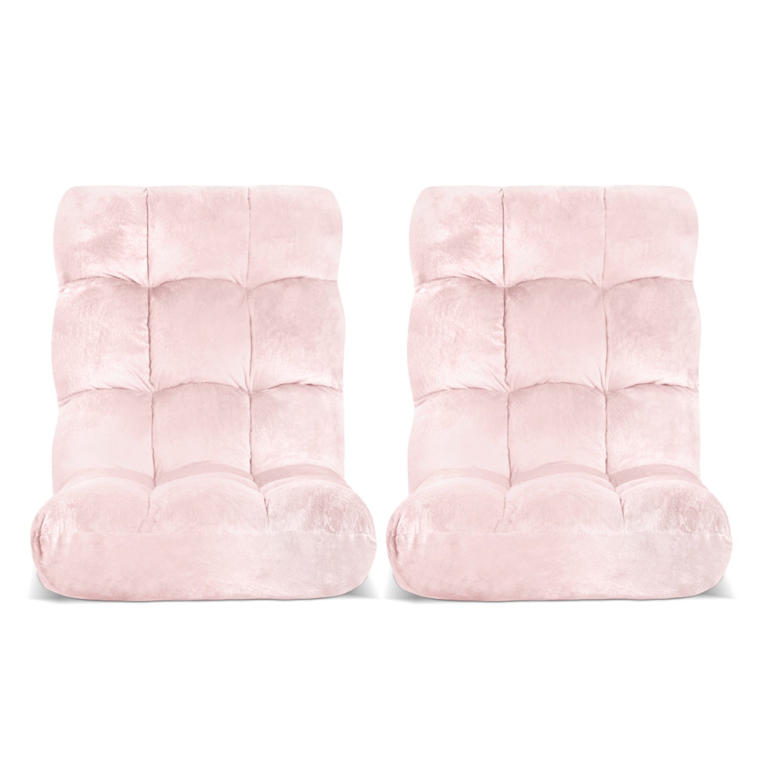 Artiss 2 Piece Floor Lounge Sofa Bed Flannel Fabric Pink