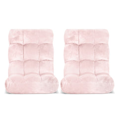 Artiss 2 Piece Floor Lounge Sofa Bed Flannel Fabric Pink