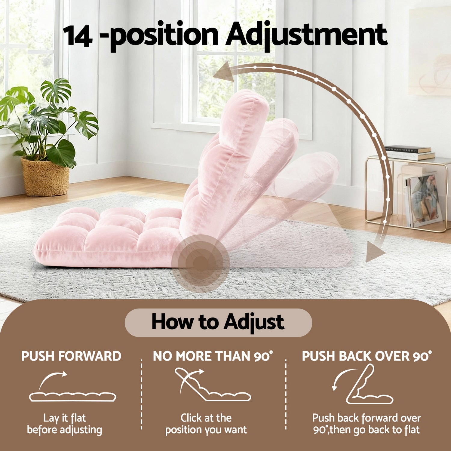 Artiss 2 Piece Floor Lounge Sofa Bed Flannel Fabric Pink