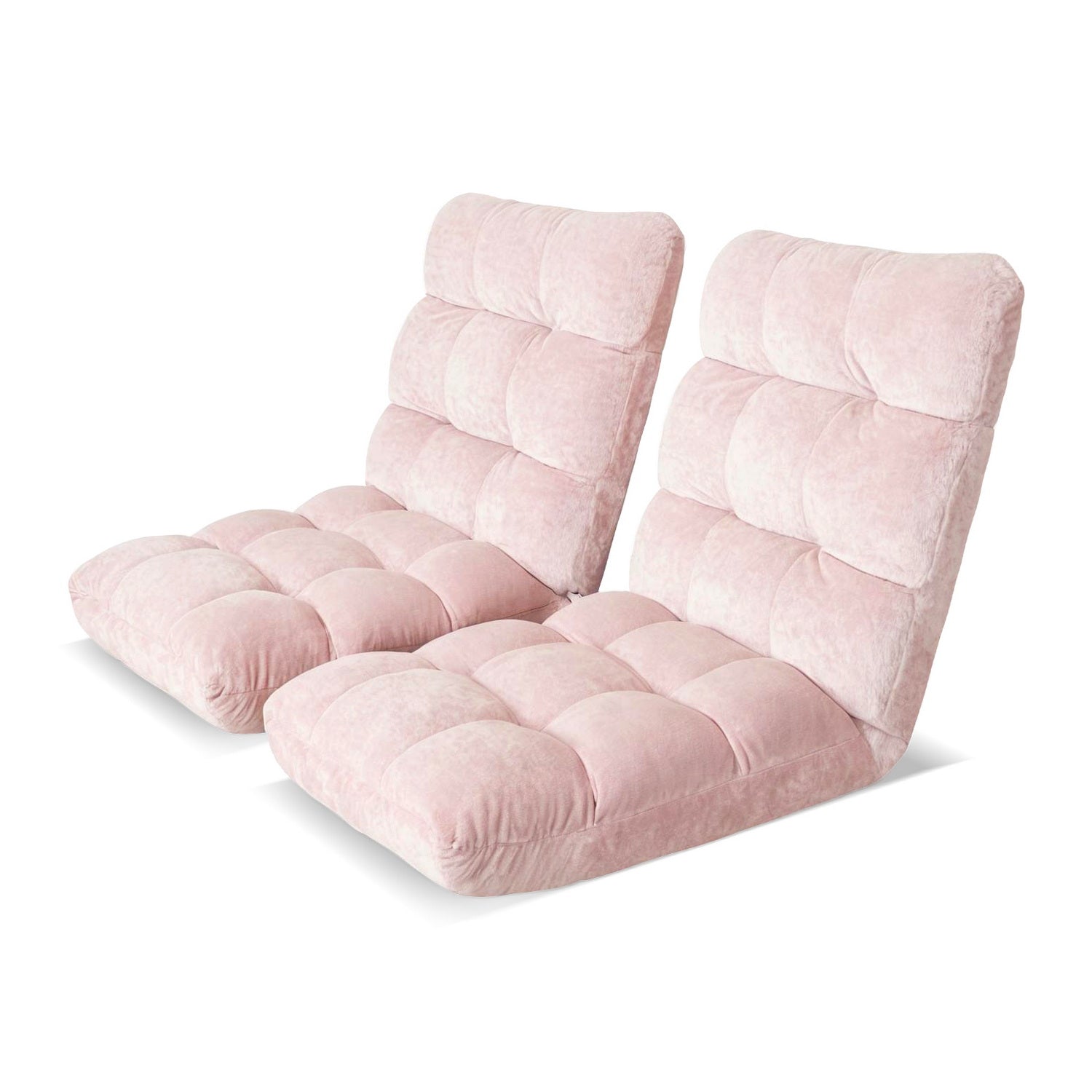 Artiss 2 Piece Floor Lounge Sofa Bed Flannel Fabric Pink