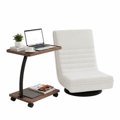 Artiss Floor Lounge 360° Swivel Foldable Sofa Chair and Side Table with Castors Set