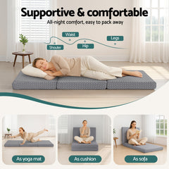 Giselle Foldable Mattress Folding Sofa Bed Trifold Memory Foam Camping Cushion Mat