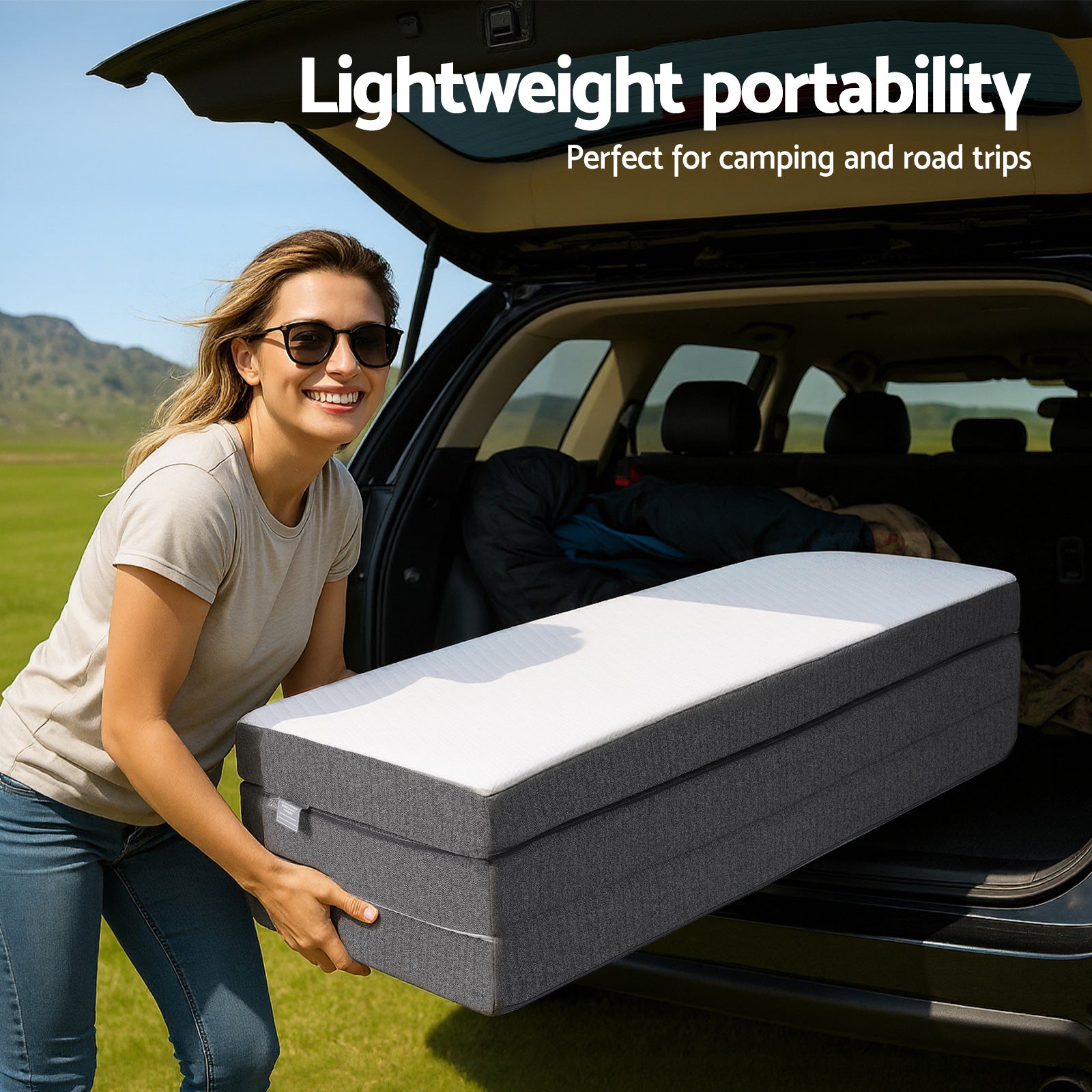 Giselle Bedding Foldable Mattress Folding Sofa Bed Tri-Fold Memory Foam Tencel Queen