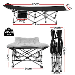 Artiss Folding Bed With Mattress Heavy Duty Grey 185CM