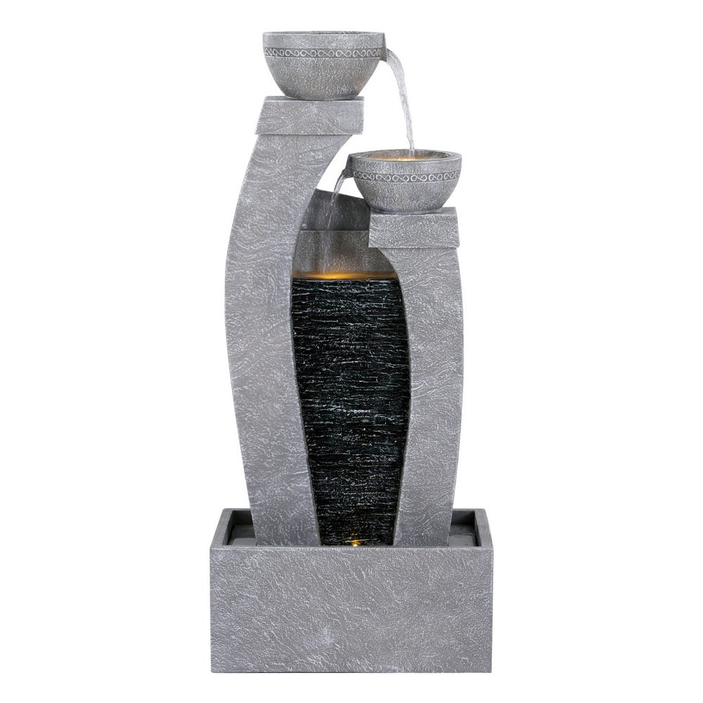Gardeon Solar Fountain Water Feature Outdoor Fountain Indoor 3-Tier Cascading Grey