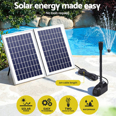 Gardeon Solar Pond Pump Submersible Water Fountain Kit with 2 Panels 1600L/H