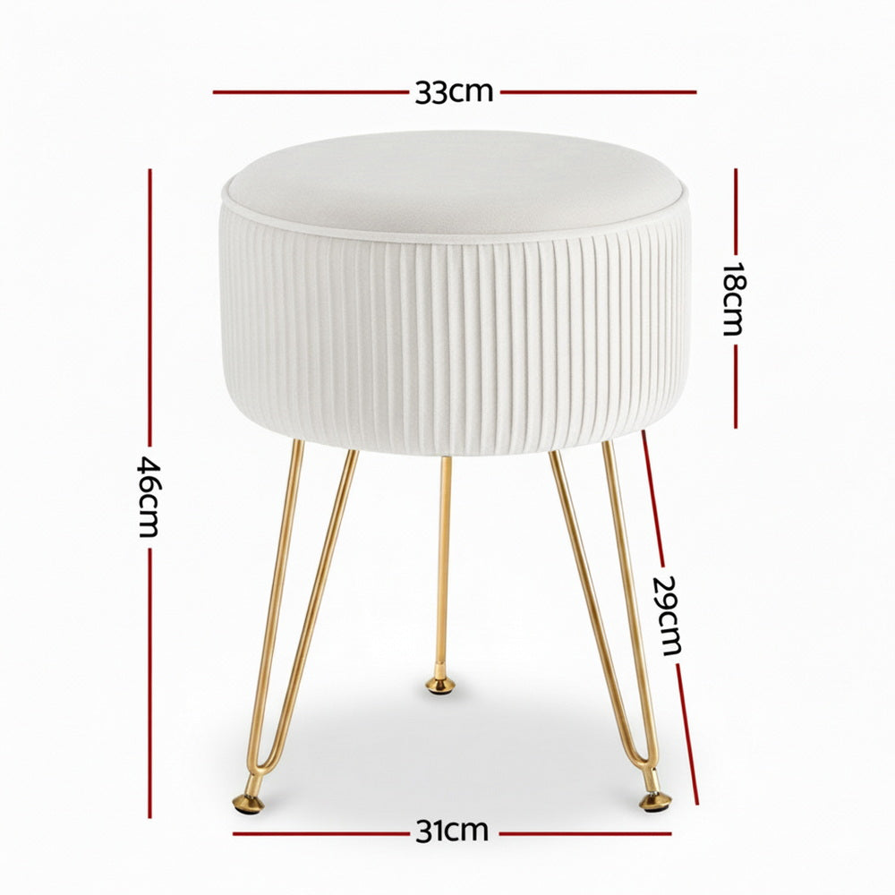 Artiss Ottoman Foot Stool Vanity Velvet Round Free Delivery