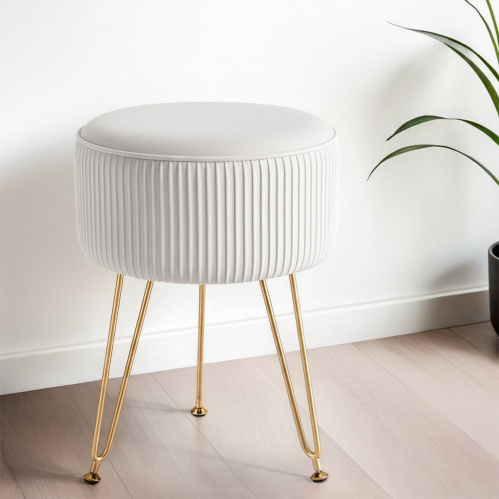 Artiss Ottoman Foot Stool Vanity Velvet Round Free Delivery