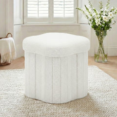 Artiss Storage Ottoman Foot Stool Foldable White - Free Delivery