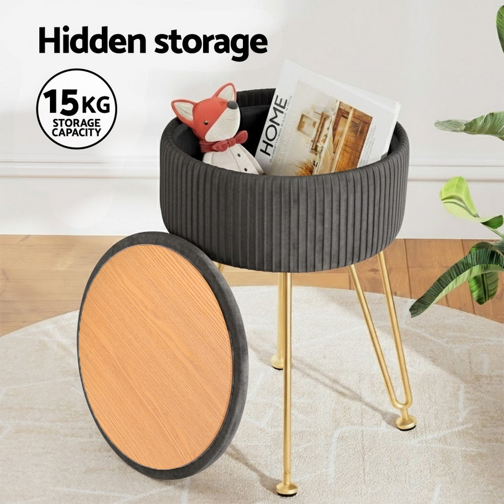 Artiss Ottoman Storage Foot Stool Vanity Velvet Free Delivery