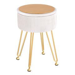 Artiss Ottoman Storage Foot Stool Vanity Velvet Round White