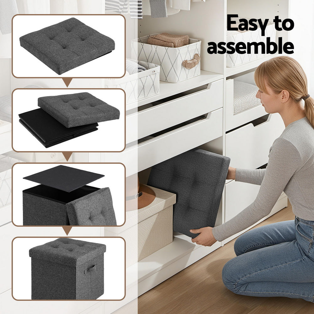 Artiss Storage Ottoman Rest Foot Stool Foldable Free Delivery