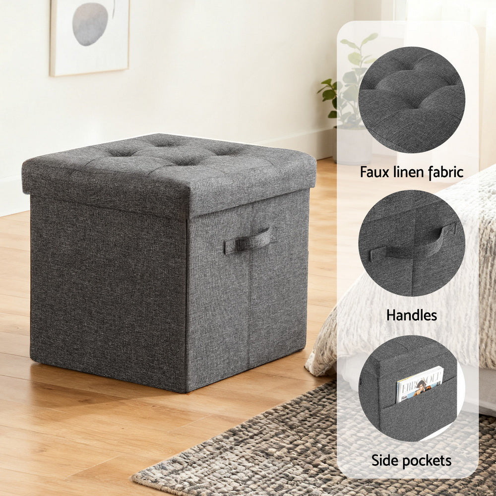 Artiss Storage Ottoman Rest Foot Stool Foldable Free Delivery
