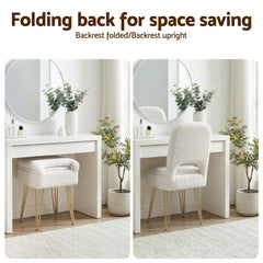 Artiss Storage Ottoman Vanity Stool Foot Stool Folding Back White