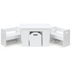Keezi 3 Piece Kids Table and Chairs Set Storage Toys Play Activity Desk