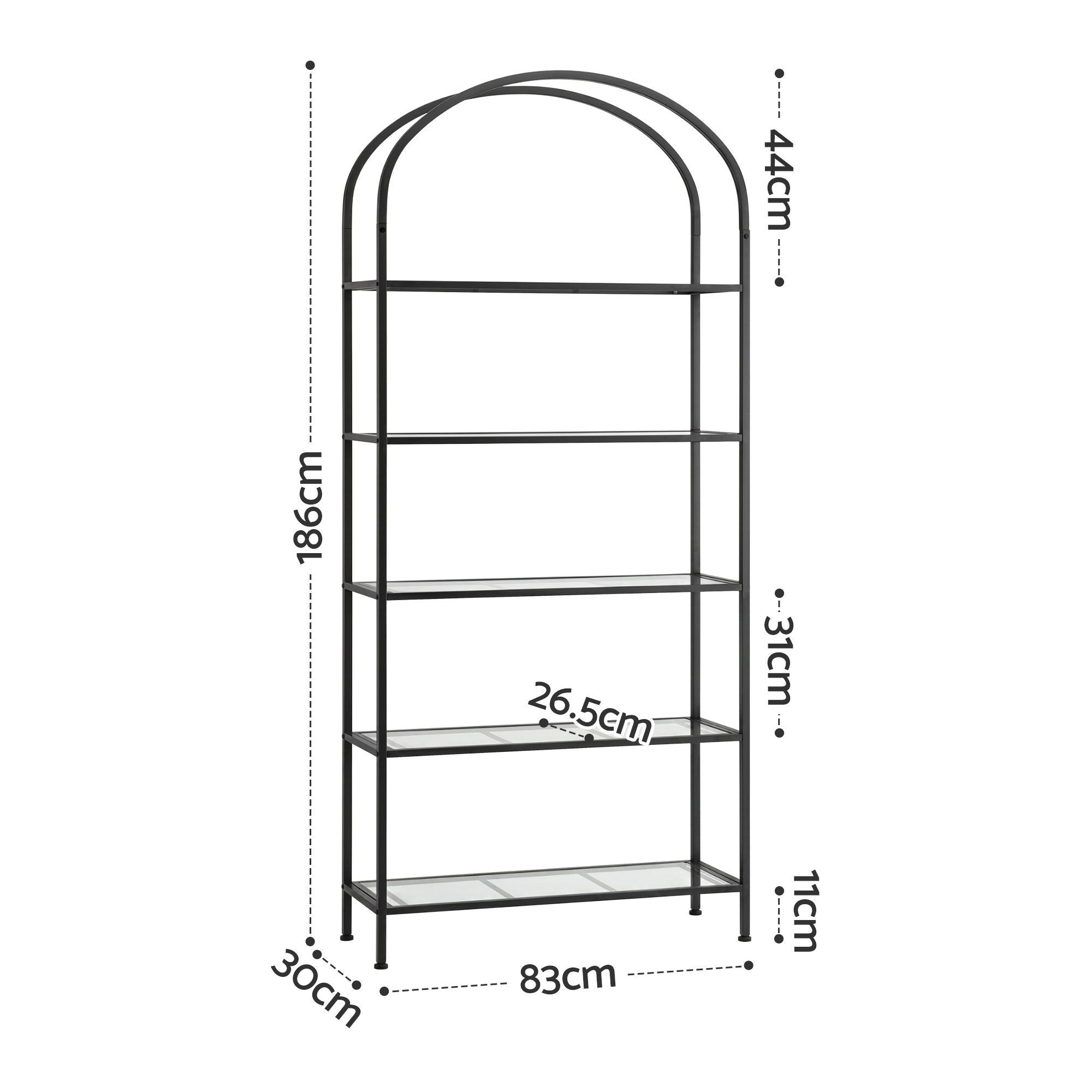 Artiss 5 Tiers Bookshelf Industrial Etagere Bookcase Display Shelf Black