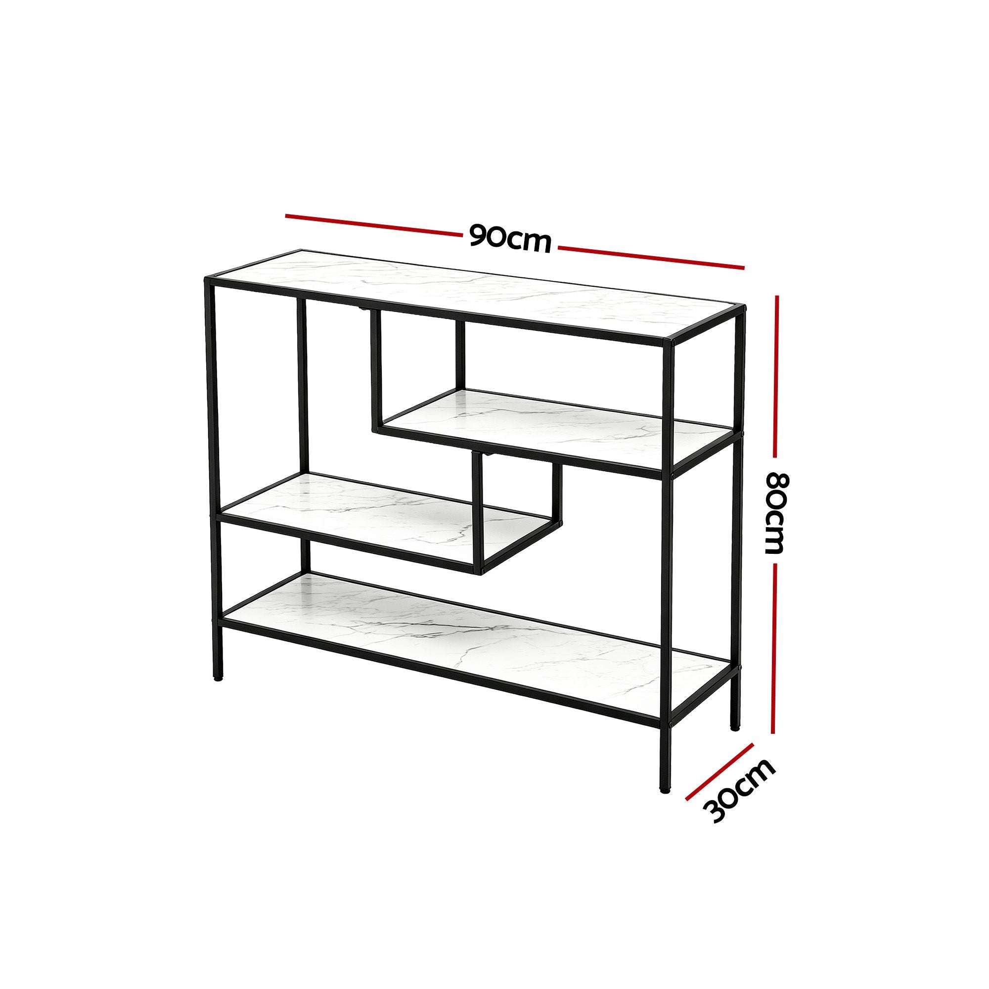 Artiss Console Table Entryway Hallway Marble Effect 4-Tier Storage Shelves White